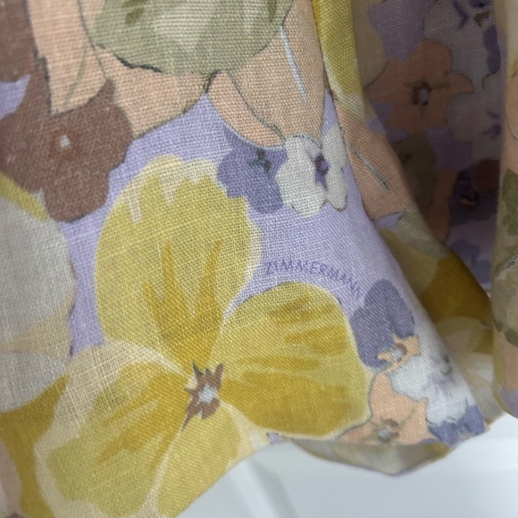 Zimmermann Pop Floral backless halter linen romper with Belt NWT - Picture 7 of 13